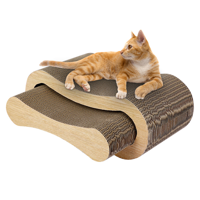 Furrytale 2 in 1 Cat Scratcher Pad - Corrugated Cardboard Ultimate Wave Cat Scratching Board, Reversible Cat Lounge Scratcher for Indoor