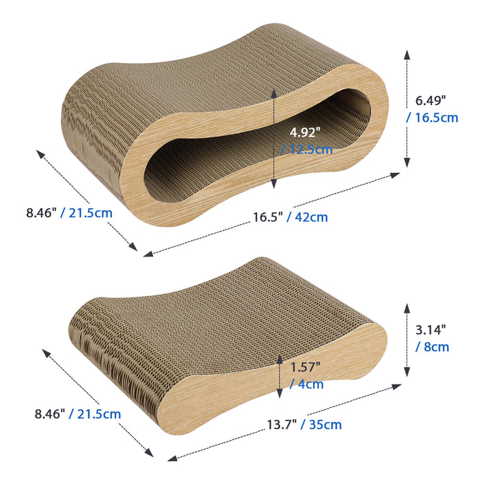 Furrytale 2 in 1 Cat Scratcher Pad - Corrugated Cardboard Ultimate Wave Cat Scratching Board, Reversible Cat Lounge Scratcher for Indoor