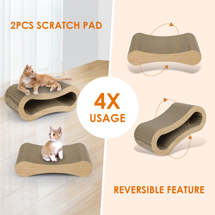 Furrytale 2 in 1 Cat Scratcher Pad - Corrugated Cardboard Ultimate Wave Cat Scratching Board, Reversible Cat Lounge Scratcher for Indoor