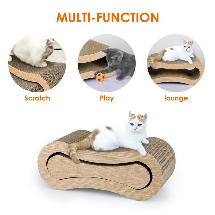 Furrytale 2 in 1 Cat Scratcher Pad - Corrugated Cardboard Ultimate Wave Cat Scratching Board, Reversible Cat Lounge Scratcher for Indoor