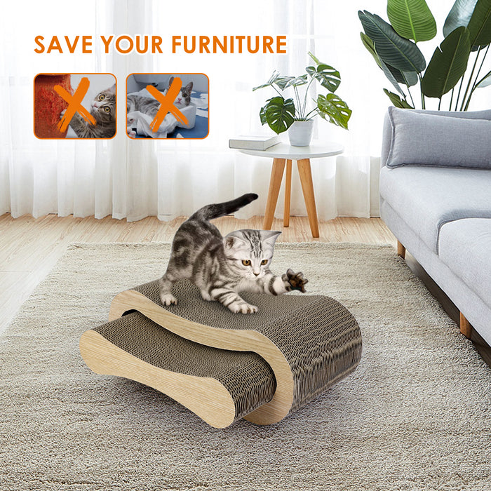 Furrytale 2 in 1 Cat Scratcher Pad - Corrugated Cardboard Ultimate Wave Cat Scratching Board, Reversible Cat Lounge Scratcher for Indoor