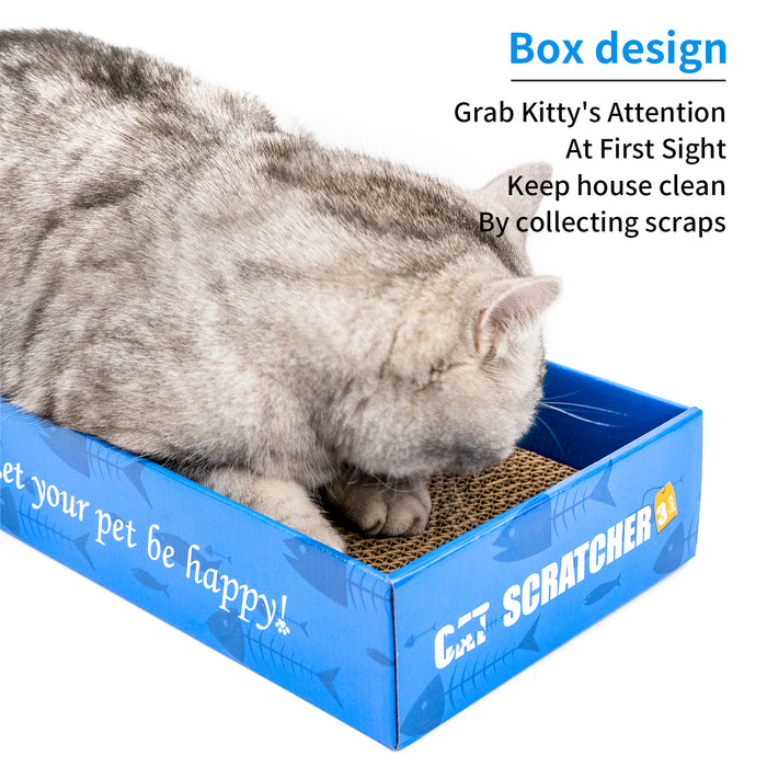 Cat Scratcher Refill Cardboard for Indoor Cats, 3pcs Reversible Corrugated Scratching Pad Box, Cat Scratching Lounger Bed Furniture,Catnip Included