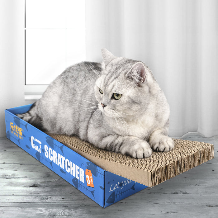 Cat Scratcher Refill Cardboard for Indoor Cats, 3pcs Reversible Corrugated Scratching Pad Box, Cat Scratching Lounger Bed Furniture,Catnip Included