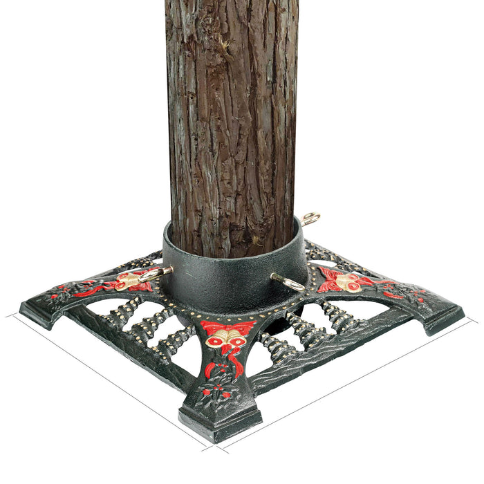 Christmas Tree Stand -Die Cast Iron 347x347mm Size for Up to 8' Tree - Christmas Bell and Tree