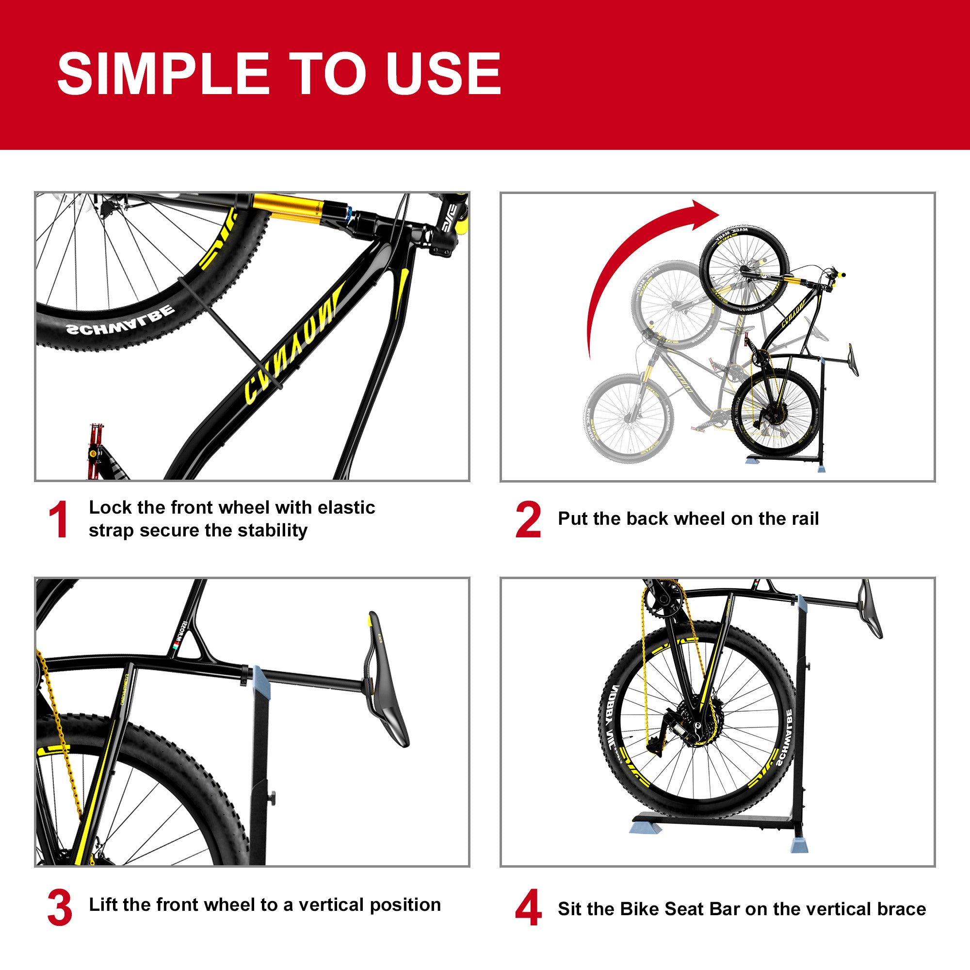 CMC Bike Stand Bicycle Storage Stand Space Saving Bike Stand for Condo, Storage Room, Garage and Display
